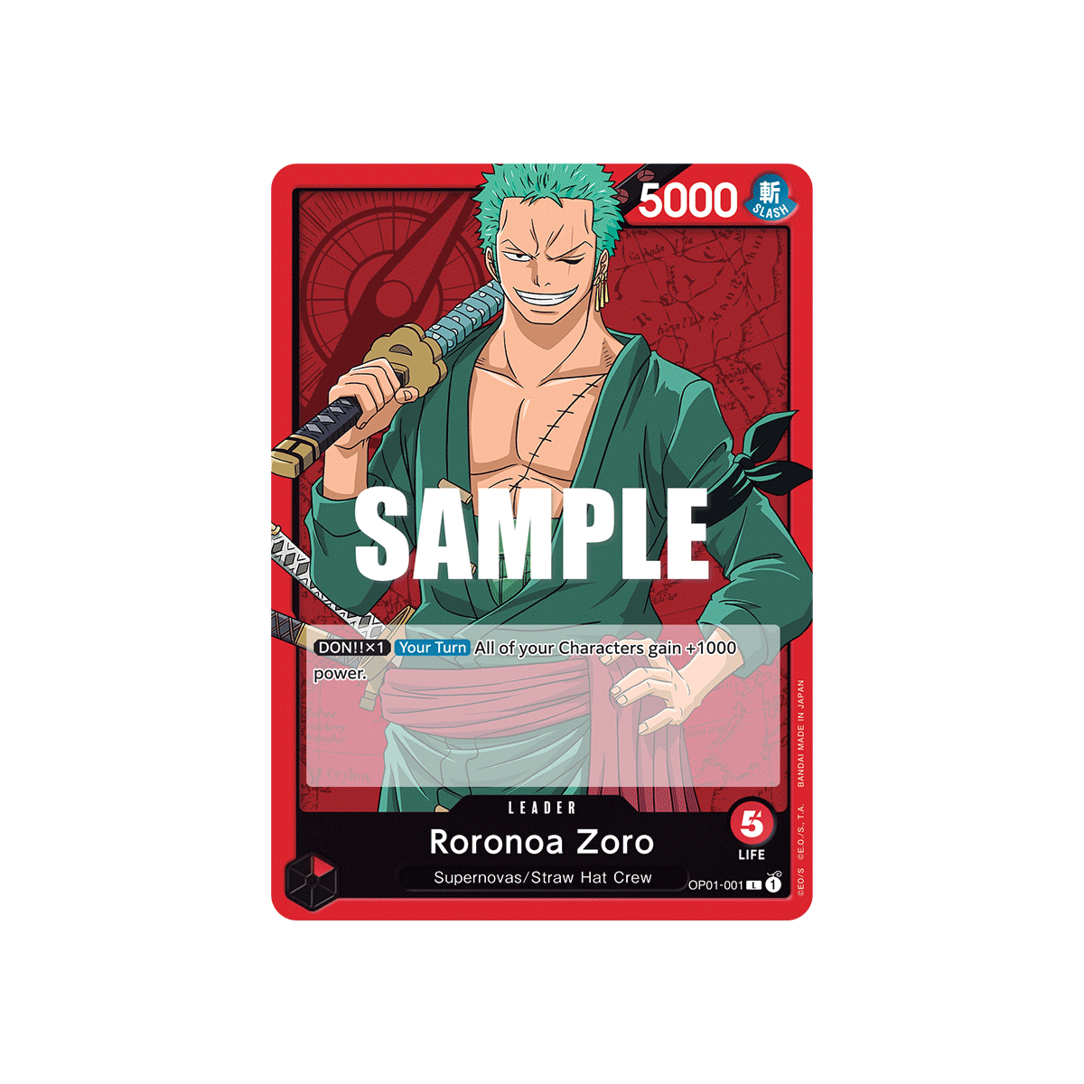 Roronoa Zoro: Carte One Piece ROMANCE DAWN [OP01] N°OP01-001