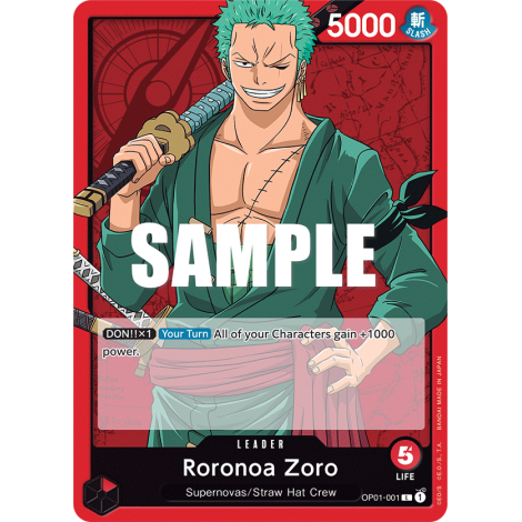 Roronoa Zoro: Carte One Piece ROMANCE DAWN [OP01] N°OP01-001