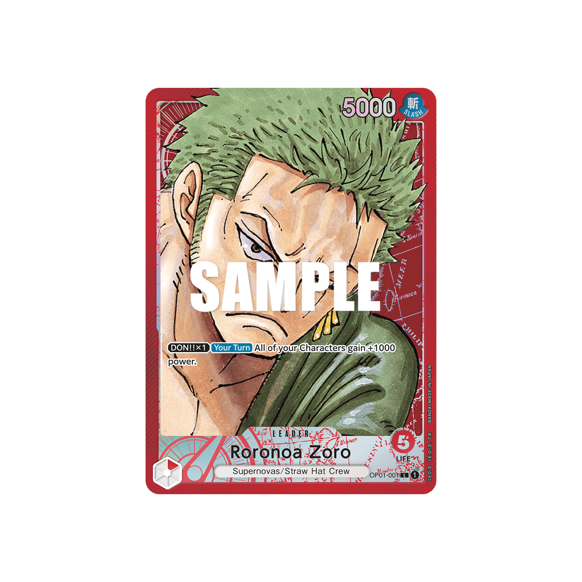 Roronoa Zoro: Carte One Piece ROMANCE DAWN [OP01] N°OP01-001