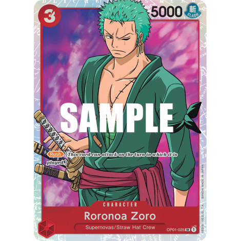 Roronoa Zoro: Carte One Piece ROMANCE DAWN [OP01] N°OP01-025