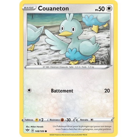 Carte Couaneton - Commune (Brillante) de Pokémon Épée et Bouclier Ténèbres Embrasées 148/189