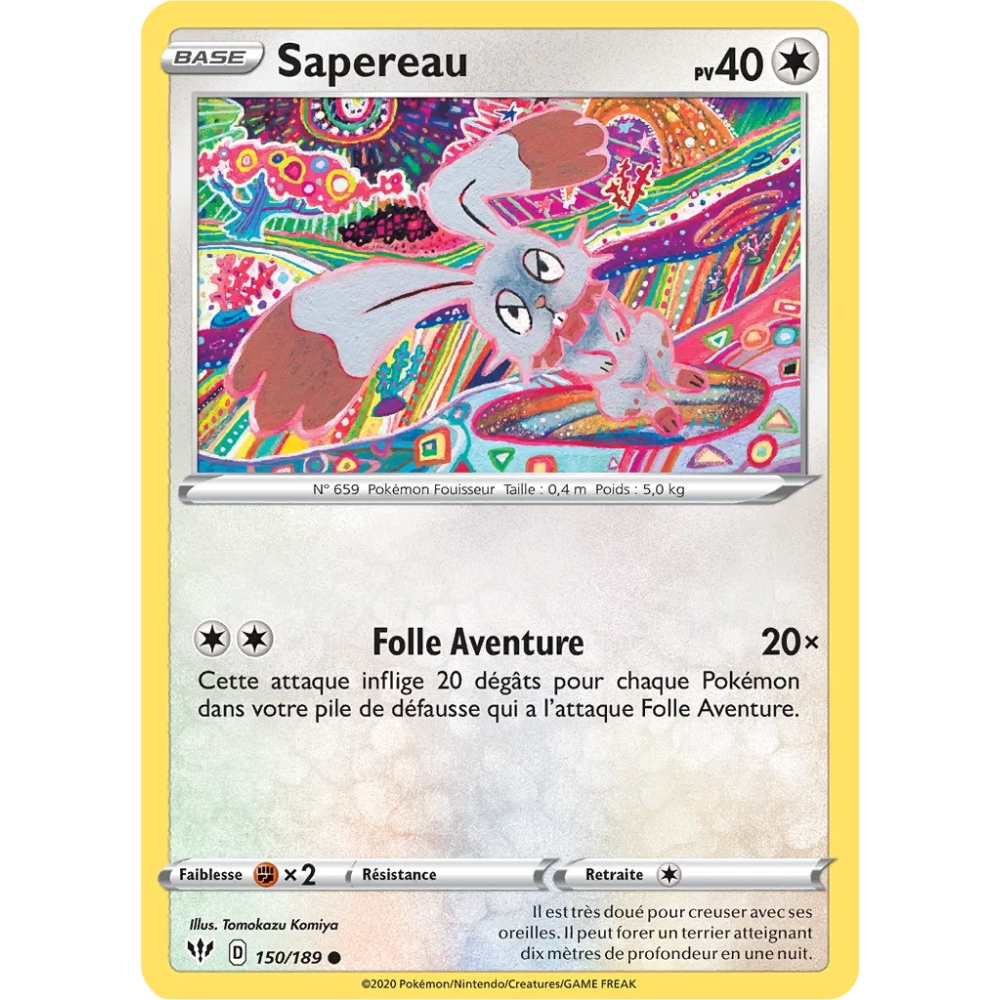 Carte Sapereau - Commune (Brillante) de Pokémon Épée et Bouclier Ténèbres Embrasées 150/189