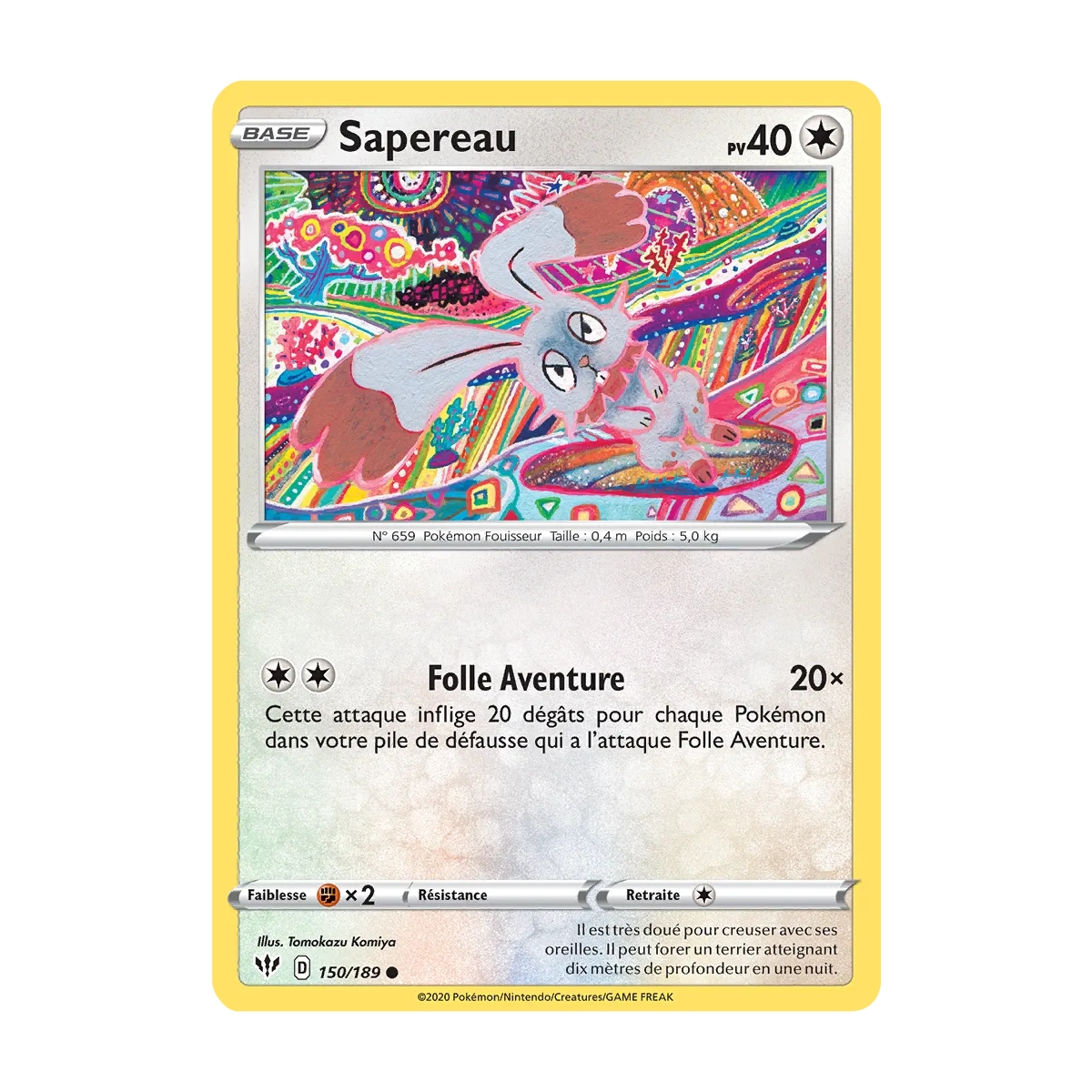 Carte Sapereau - Commune (Brillante) de Pokémon Épée et Bouclier Ténèbres Embrasées 150/189