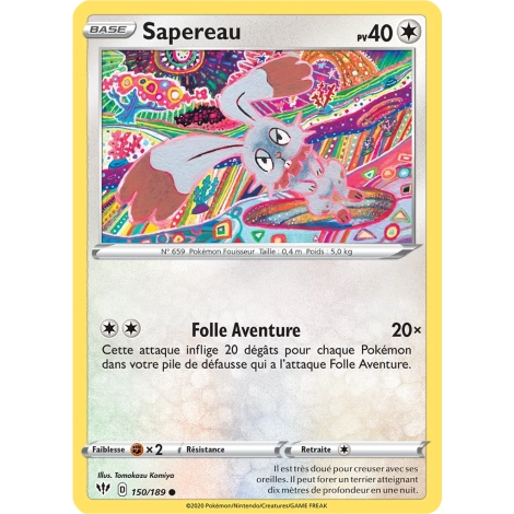 Carte Sapereau - Commune (Brillante) de Pokémon Épée et Bouclier Ténèbres Embrasées 150/189