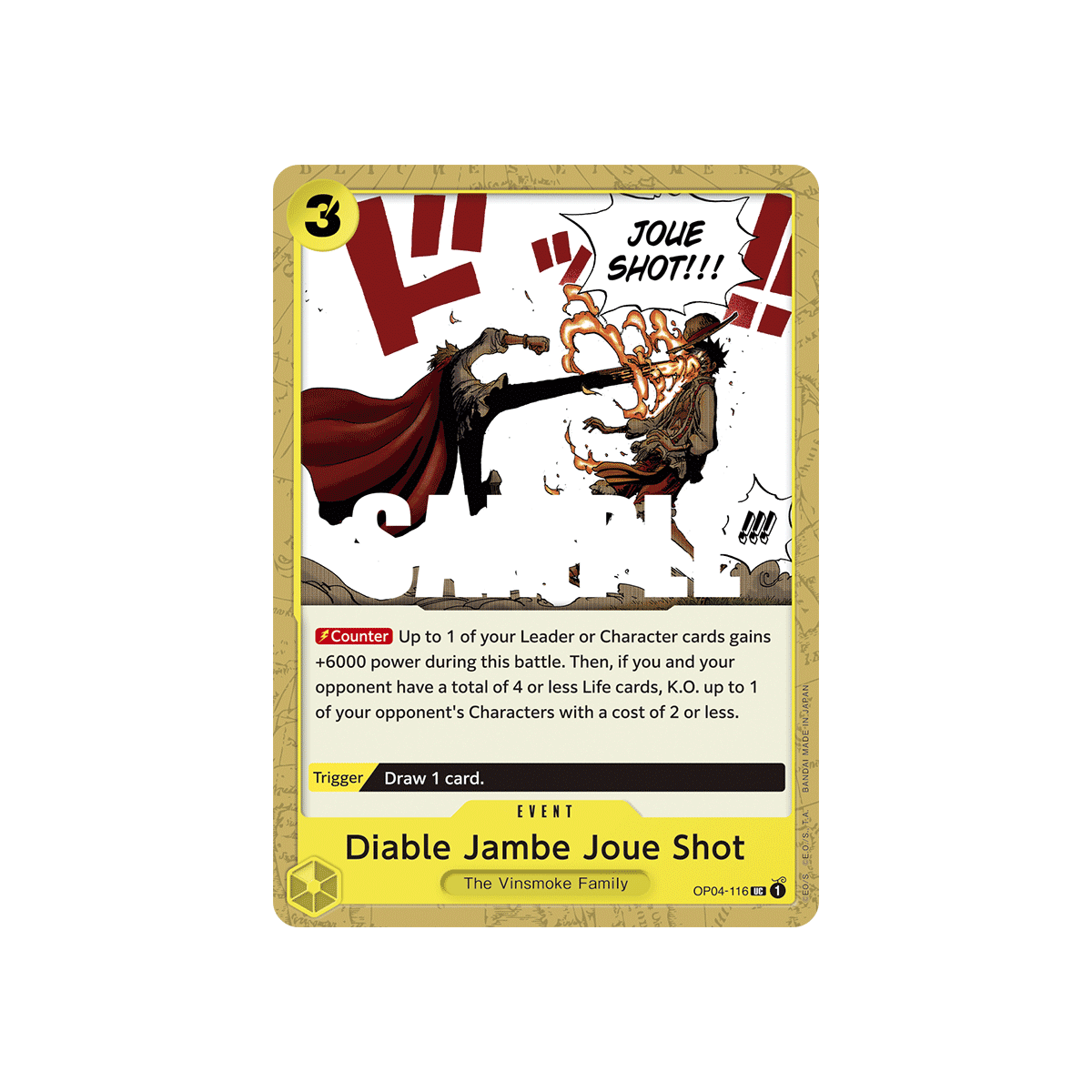 Diable Jambe Joue Shot: Carte One Piece KINGDOMS OF INTRIGUE [OP04] N°OP04-116