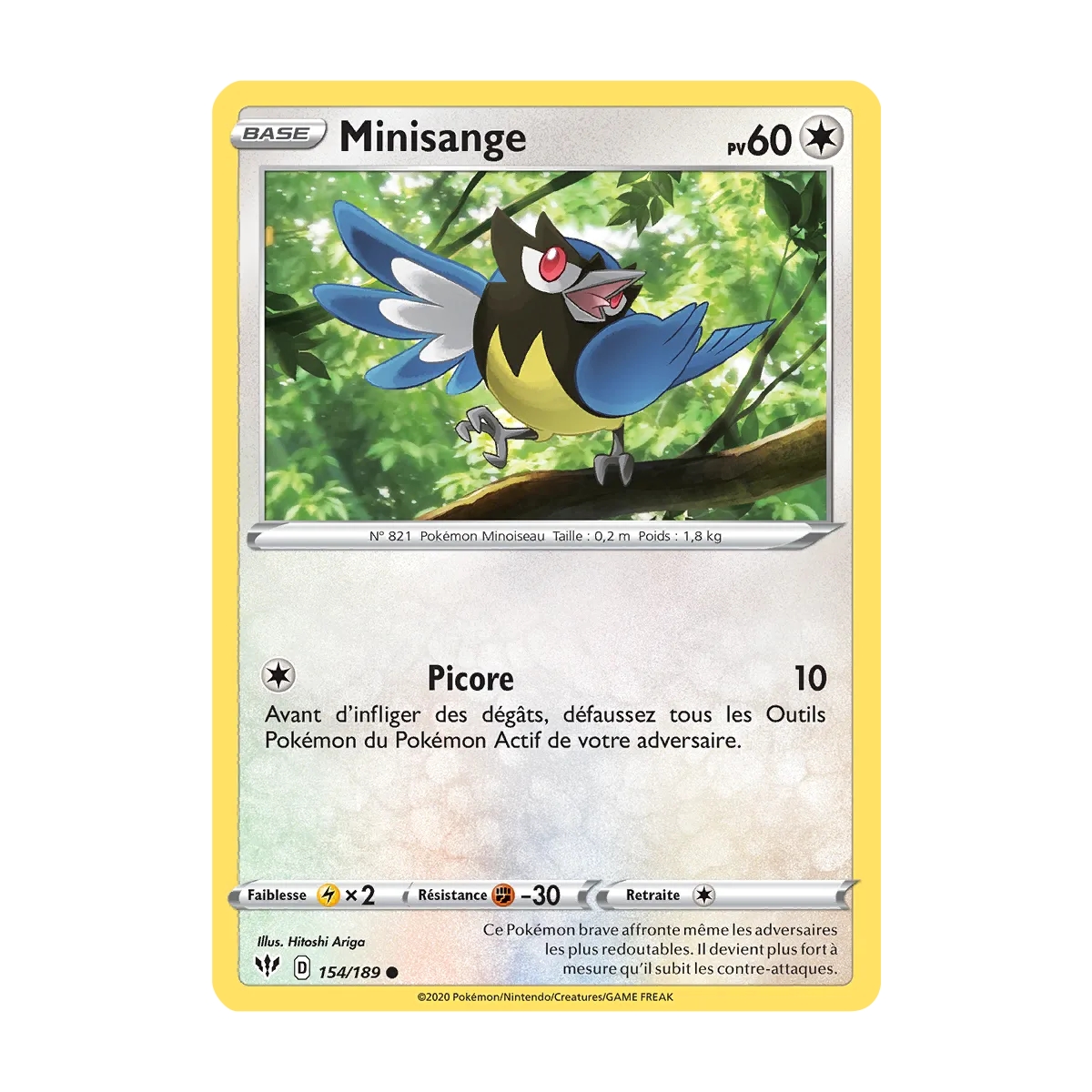 Minisange 154/189 : Joyau Commune (Brillante) de l'extension Pokémon Épée et Bouclier Ténèbres Embrasées