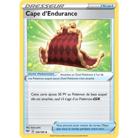 Carte Cape d'Endurance - Peu commune (Brillante) de Pokémon Épée et Bouclier Ténèbres Embrasées 160/189