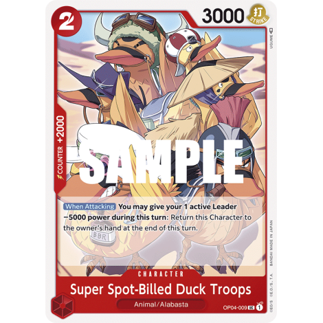 Super Spot-Billed Duck Troops: Carte One Piece KINGDOMS OF INTRIGUE [OP04] N°OP04-009