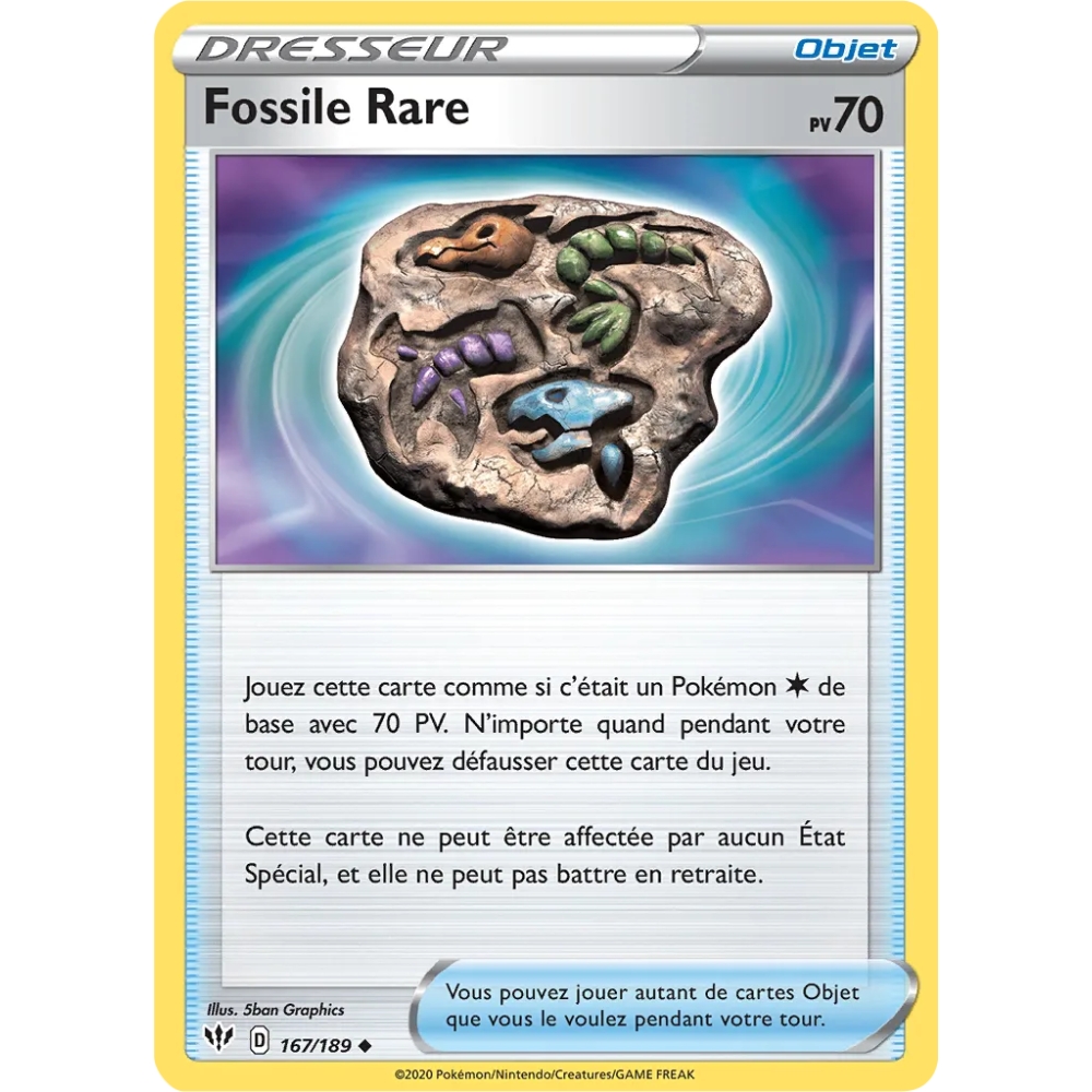 Fossile Rare 167/189 : Joyau Peu commune (Brillante) de l'extension Pokémon Épée et Bouclier Ténèbres Embrasées