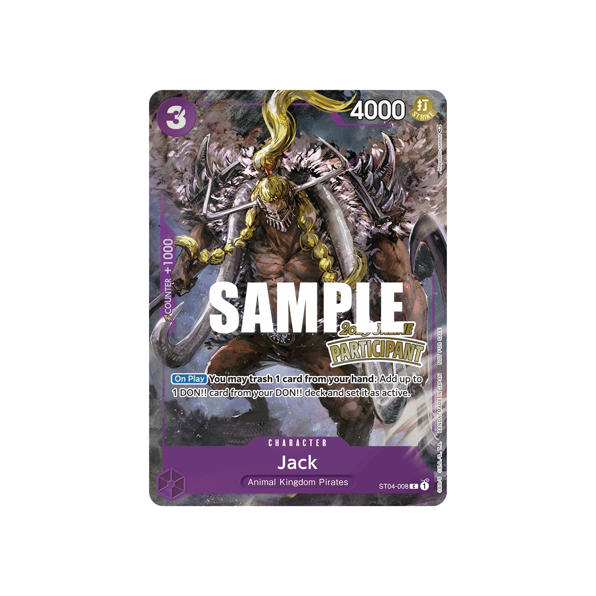 Jack: Carte One Piece Included in Online Regional Participation Pack Vol.1 N°ST04-008