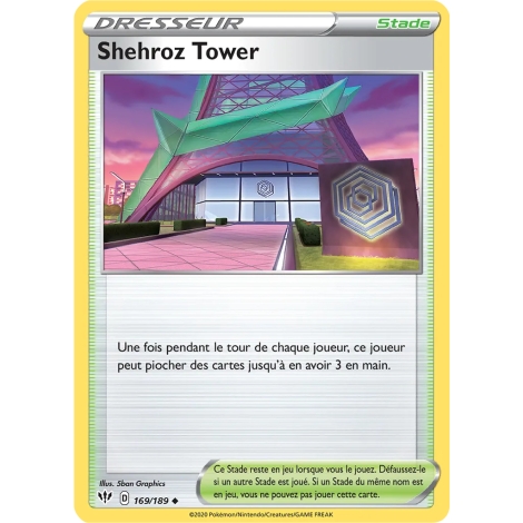 Carte Shehroz Tower - Peu commune (Brillante) de Pokémon Épée et Bouclier Ténèbres Embrasées 169/189