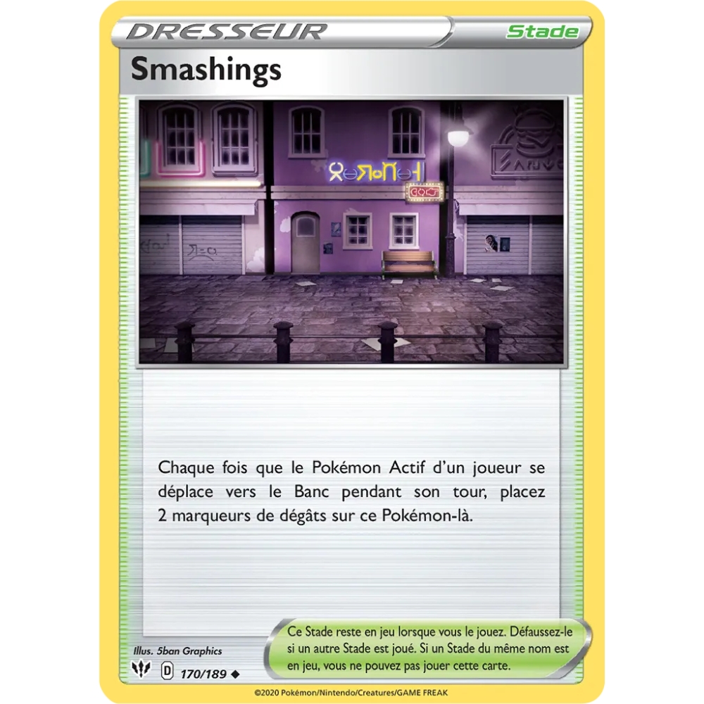 Carte Smashings - Peu commune (Brillante) de Pokémon Épée et Bouclier Ténèbres Embrasées 170/189