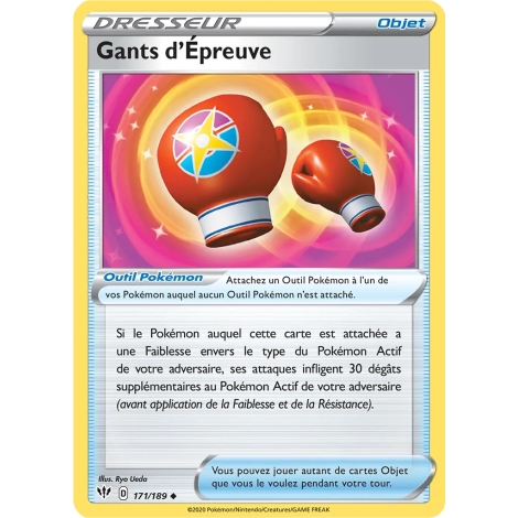 Gants d'Épreuve 171/189 : Joyau Peu commune (Brillante) de l'extension Pokémon Épée et Bouclier Ténèbres Embrasées