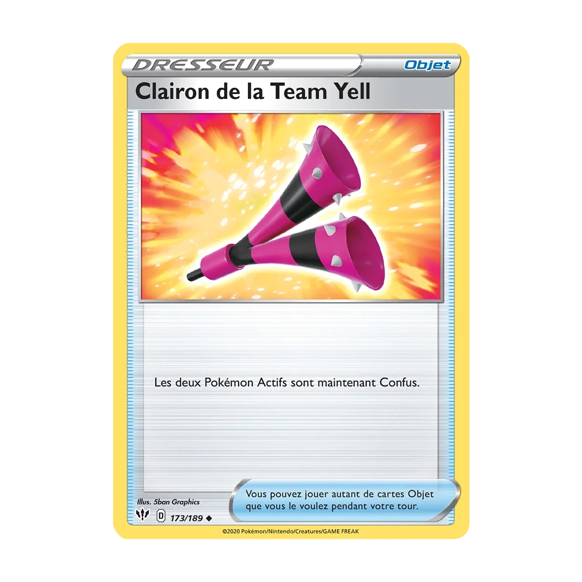 Carte Clairon de la Team Yell - Peu commune (Brillante) de Pokémon Épée et Bouclier Ténèbres Embrasées 173/189