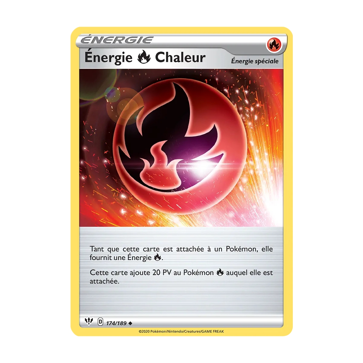 Carte Énergie  Chaleur - Peu commune (Brillante) de Pokémon Épée et Bouclier Ténèbres Embrasées 174/189