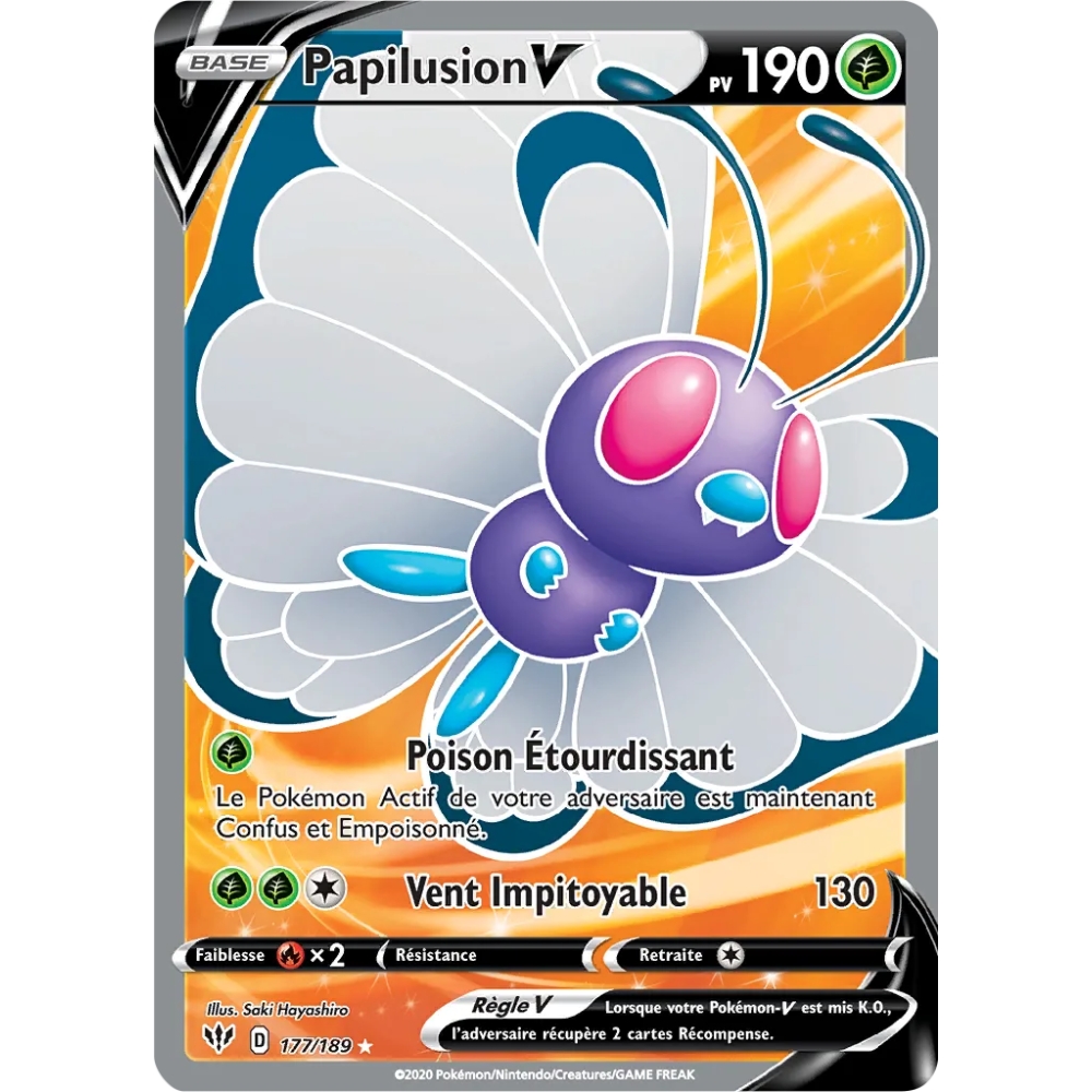 Papilusion 177/189 : Joyau Ultra rare de l'extension Pokémon Épée et Bouclier Ténèbres Embrasées