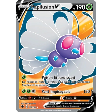 Papilusion 177/189 : Joyau Ultra rare de l'extension Pokémon Épée et Bouclier Ténèbres Embrasées