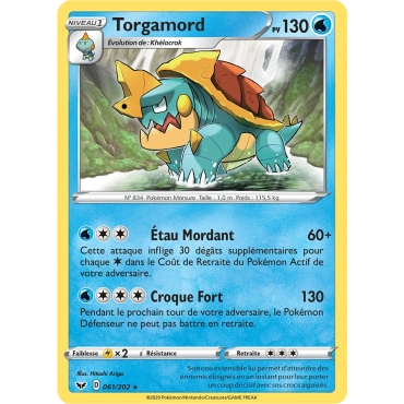 Torgamord 061/202 : Joyau Rare (Brillante) de l'extension Pokémon Épée et Bouclier