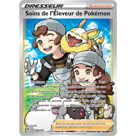 Soins de l'Éleveur de Pokémon 188/189 : Joyau Ultra rare de l'extension Pokémon Épée et Bouclier Ténèbres Embrasées