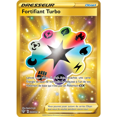 Carte Fortifiant Turbo - Secrète rare de Pokémon Épée et Bouclier Ténèbres Embrasées 200/189