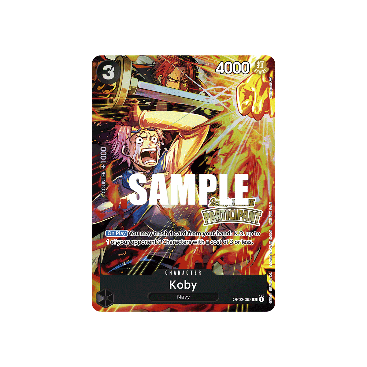 Koby One Piece Included in Online Regional Participation N°OP02-098