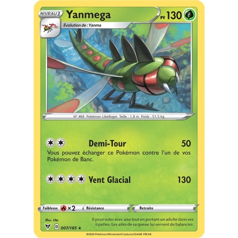 Carte Yanmega - Rare (Brillante) de Pokémon Épée et Bouclier Voltage Éclatant 007/185