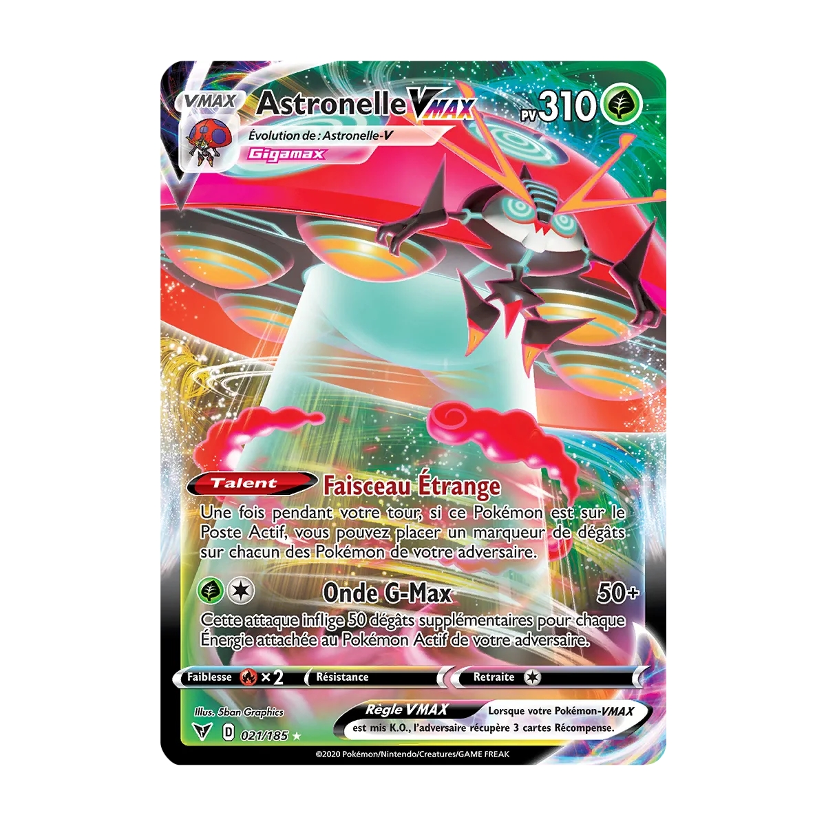 Astronelle 021/185 : Joyau Holographique rare VMAX de l'extension Pokémon Épée et Bouclier Voltage Éclatant