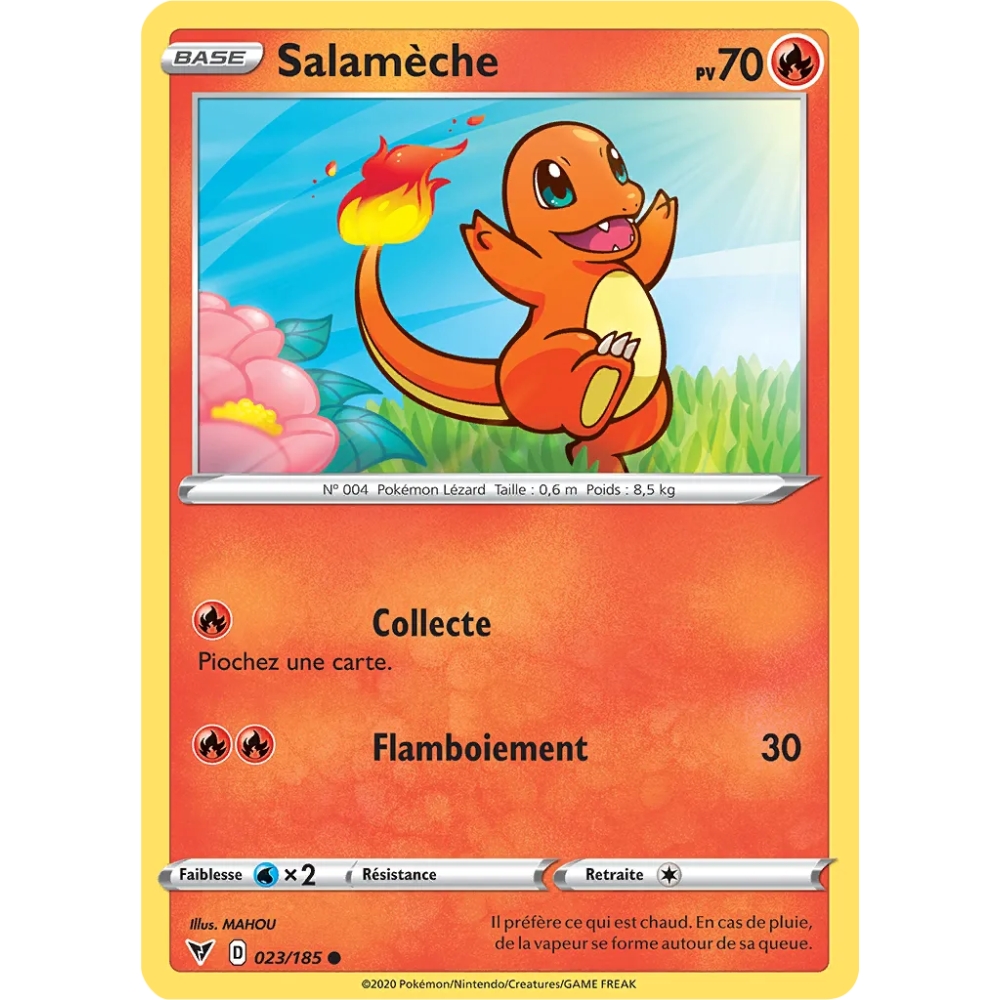 Carte Salamèche - Commune (Brillante) de Pokémon Épée et Bouclier Voltage Éclatant 023/185