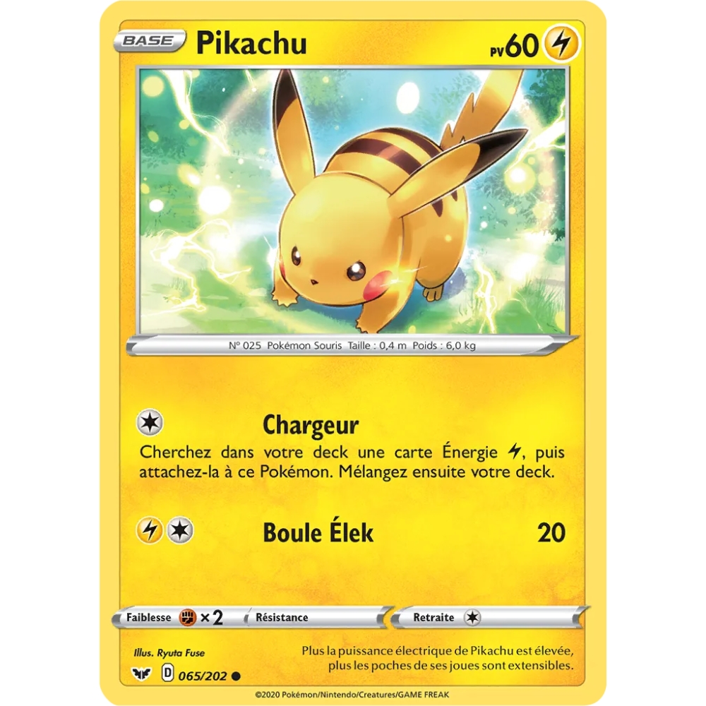 Carte Pikachu - Commune (Brillante) de Pokémon Épée et Bouclier 065/202