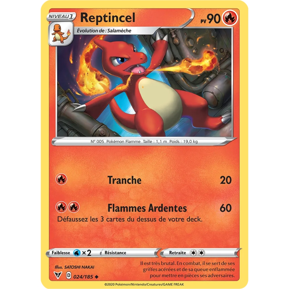 Carte Reptincel - Peu commune (Brillante) de Pokémon Épée et Bouclier Voltage Éclatant 024/185