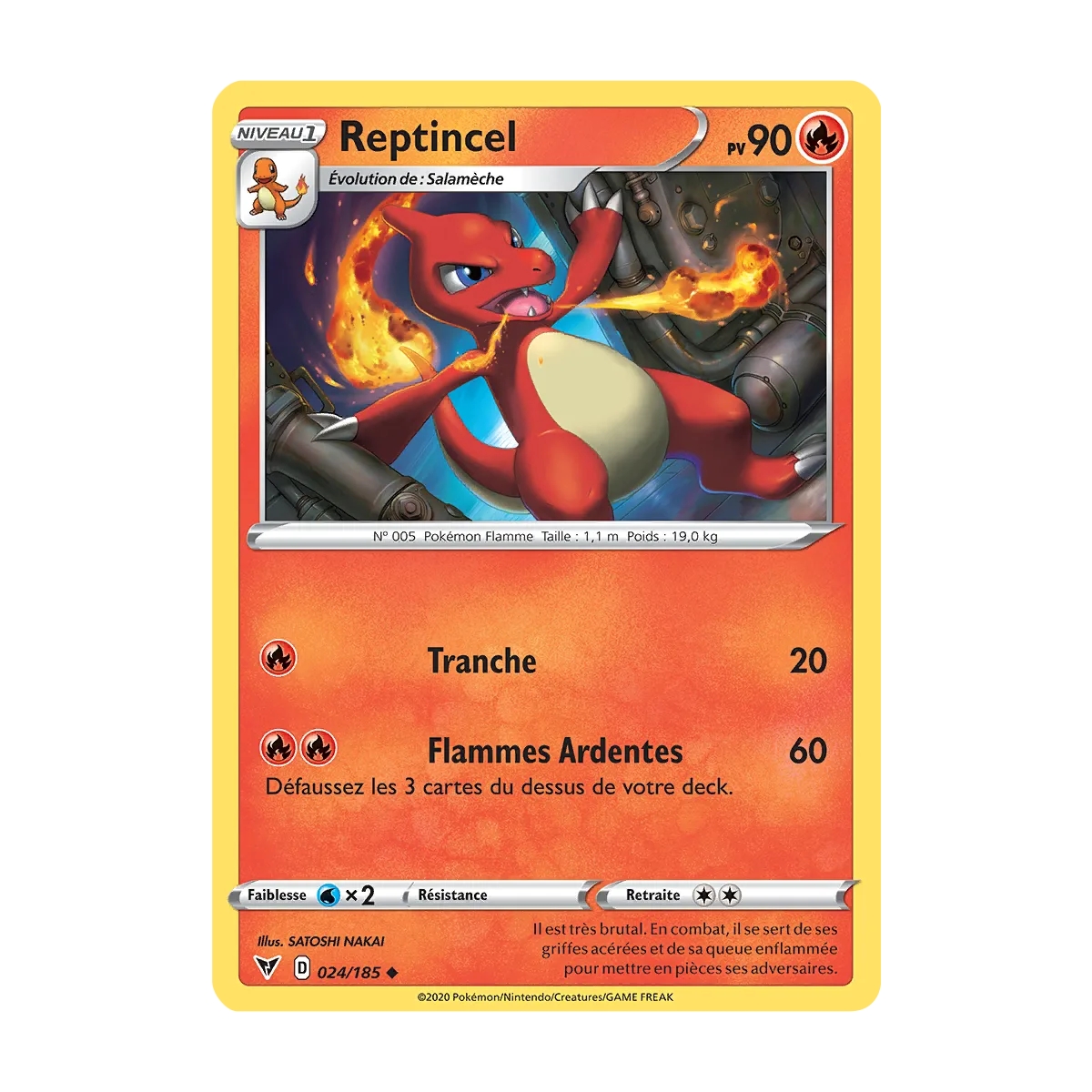 Carte Reptincel - Peu commune (Brillante) de Pokémon Épée et Bouclier Voltage Éclatant 024/185