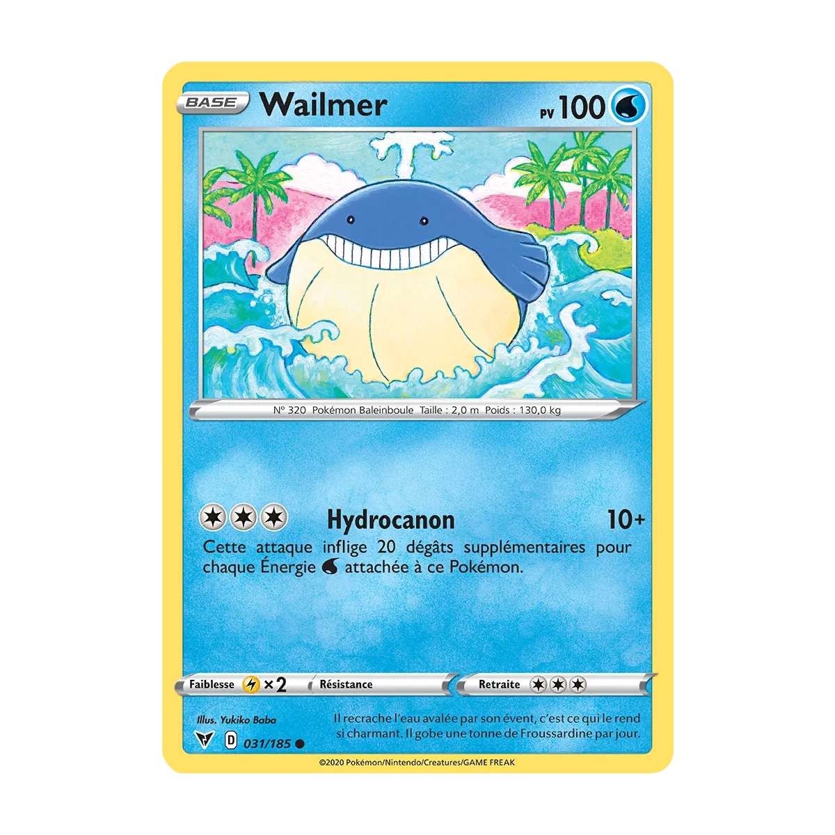 Carte Wailmer - Commune (Brillante) de Pokémon Épée et Bouclier Voltage Éclatant 031/185