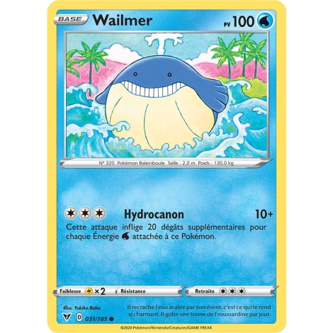 Carte Wailmer - Commune (Brillante) de Pokémon Épée et Bouclier Voltage Éclatant 031/185