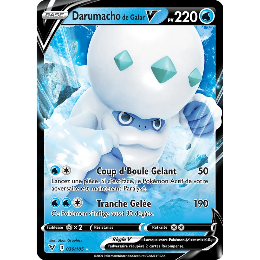 Darumacho de Galar 036/185 : Joyau Holographique rare V de l'extension Pokémon Épée et Bouclier Voltage Éclatant