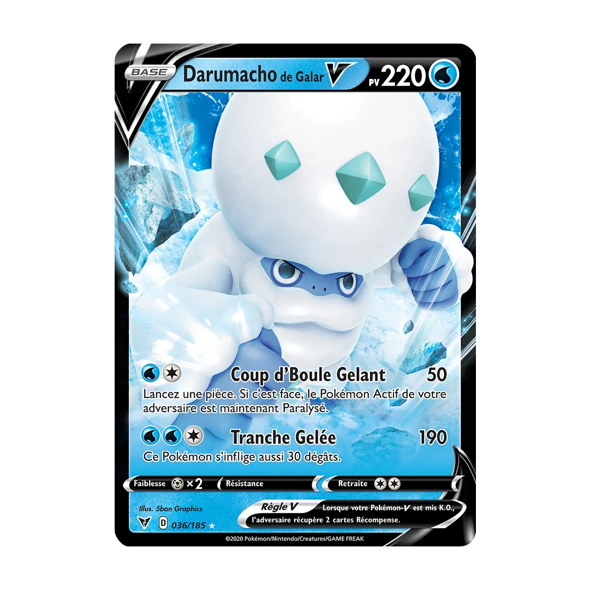 Darumacho de Galar 036/185 : Joyau Holographique rare V de l'extension Pokémon Épée et Bouclier Voltage Éclatant