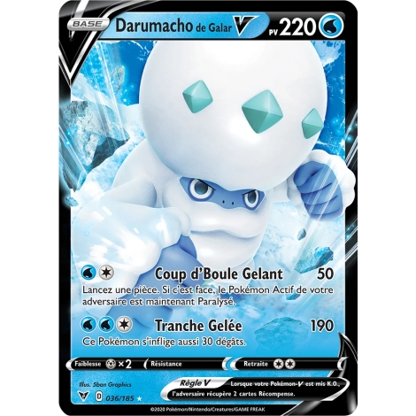 Darumacho de Galar 036/185 : Joyau Holographique rare V de l'extension Pokémon Épée et Bouclier Voltage Éclatant