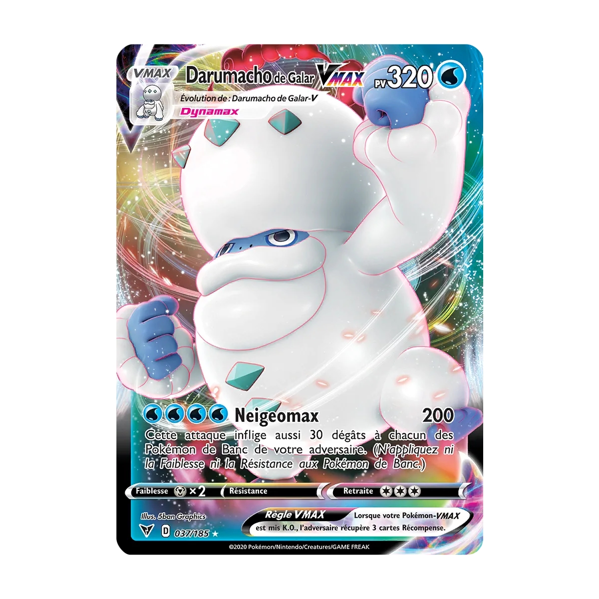 Darumacho de Galar 037/185 : Joyau Holographique rare VMAX de l'extension Pokémon Épée et Bouclier Voltage Éclatant