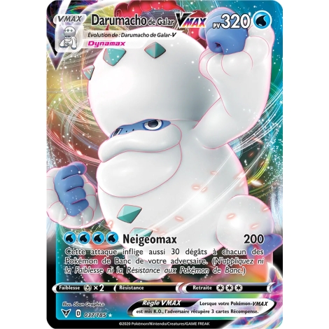 Darumacho de Galar 037/185 : Joyau Holographique rare VMAX de l'extension Pokémon Épée et Bouclier Voltage Éclatant