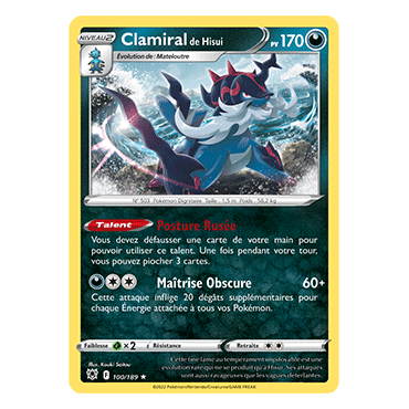 Clamiral de Hisui 100/189 : Joyau Holographique rare de l'extension Pokémon Astres Radieux