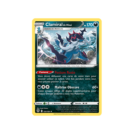 Clamiral de Hisui 100/189 : Joyau Holographique rare de l'extension Pokémon Astres Radieux