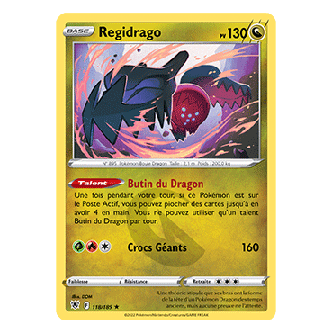 Regidrago 118/189 : Joyau Rare de l'extension Pokémon Astres Radieux