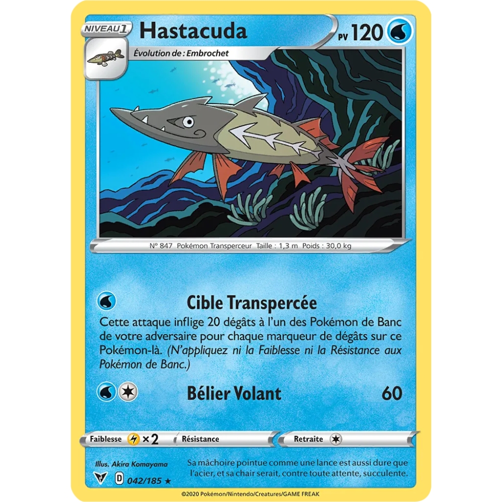 Hastacuda 042/185 : Joyau Rare (Brillante) de l'extension Pokémon Épée et Bouclier Voltage Éclatant