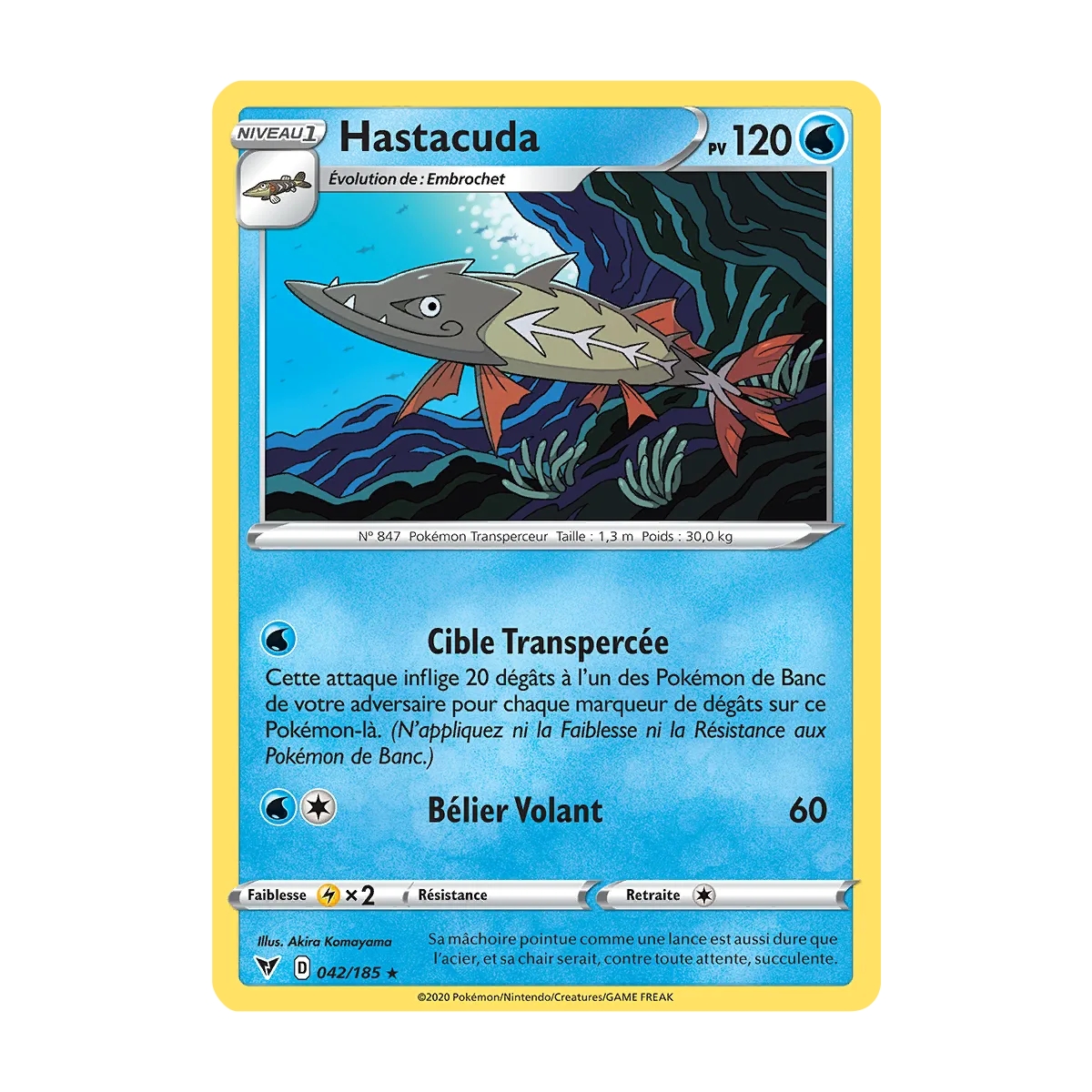 Hastacuda 042/185 : Joyau Rare (Brillante) de l'extension Pokémon Épée et Bouclier Voltage Éclatant