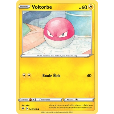 Voltorbe 045/185 : Joyau Commune (Brillante) de l'extension Pokémon Épée et Bouclier Voltage Éclatant