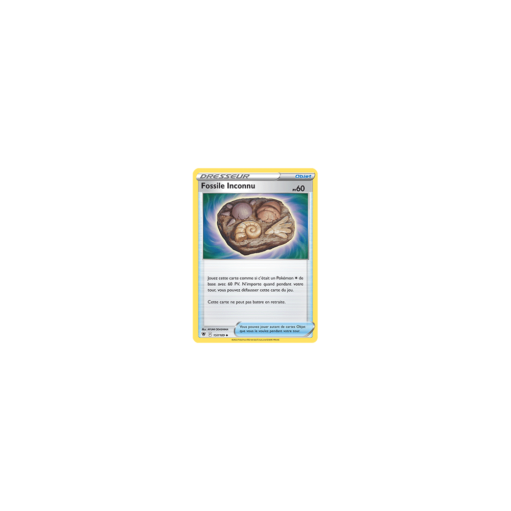 Fossile Inconnu 157/189 : Joyau Peu commune de l'extension Pokémon Astres Radieux