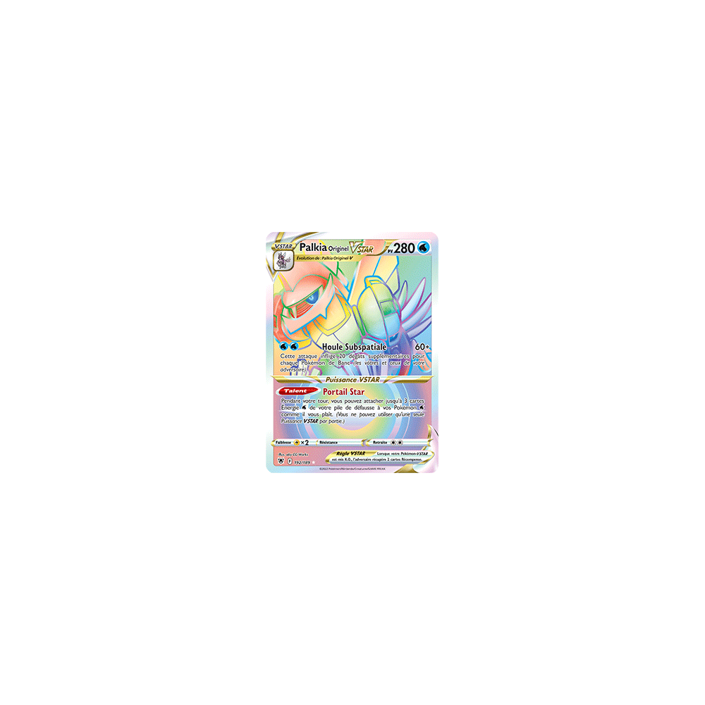 Palkia Originel 192/189 : Joyau Arc-en-ciel rare de l'extension Pokémon Astres Radieux