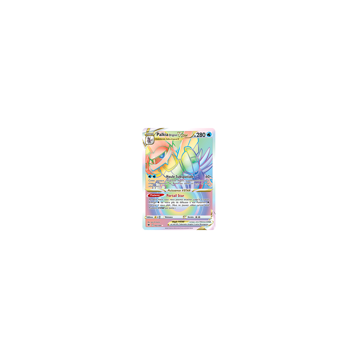 Palkia Originel 192/189 : Joyau Arc-en-ciel rare de l'extension Pokémon Astres Radieux