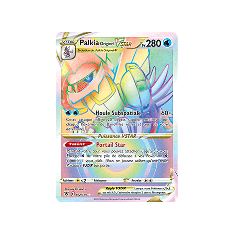 Palkia Originel 192/189 : Joyau Arc-en-ciel rare de l'extension Pokémon Astres Radieux