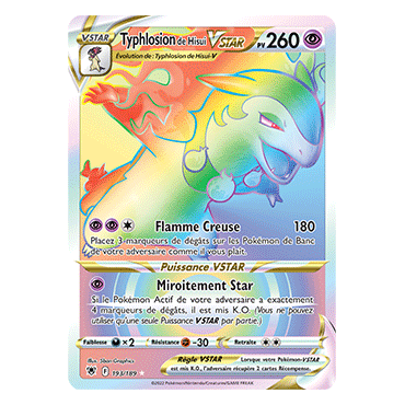 Typhlosion de Hisui 193/189 : Joyau Arc-en-ciel rare de l'extension Pokémon Astres Radieux