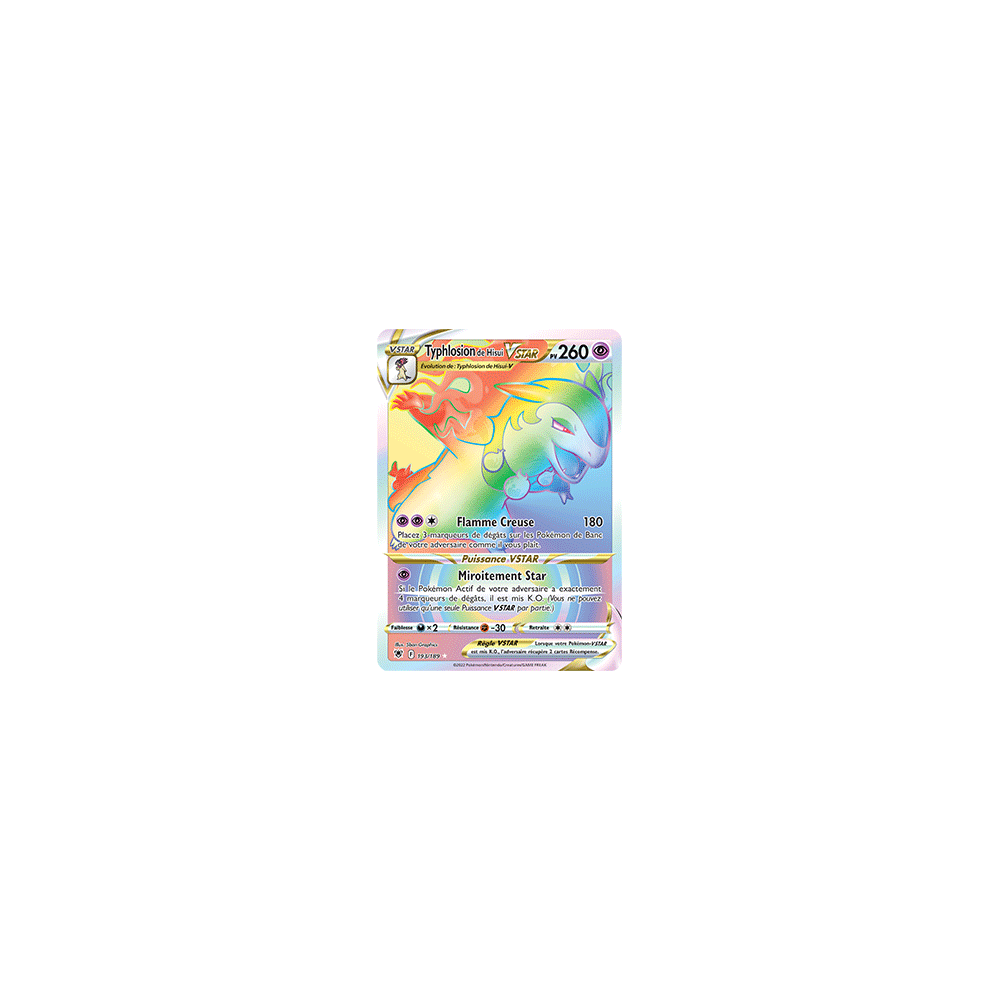 Typhlosion de Hisui 193/189 : Joyau Arc-en-ciel rare de l'extension Pokémon Astres Radieux